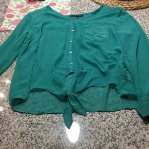 Women’s Teal Button Down Blouse